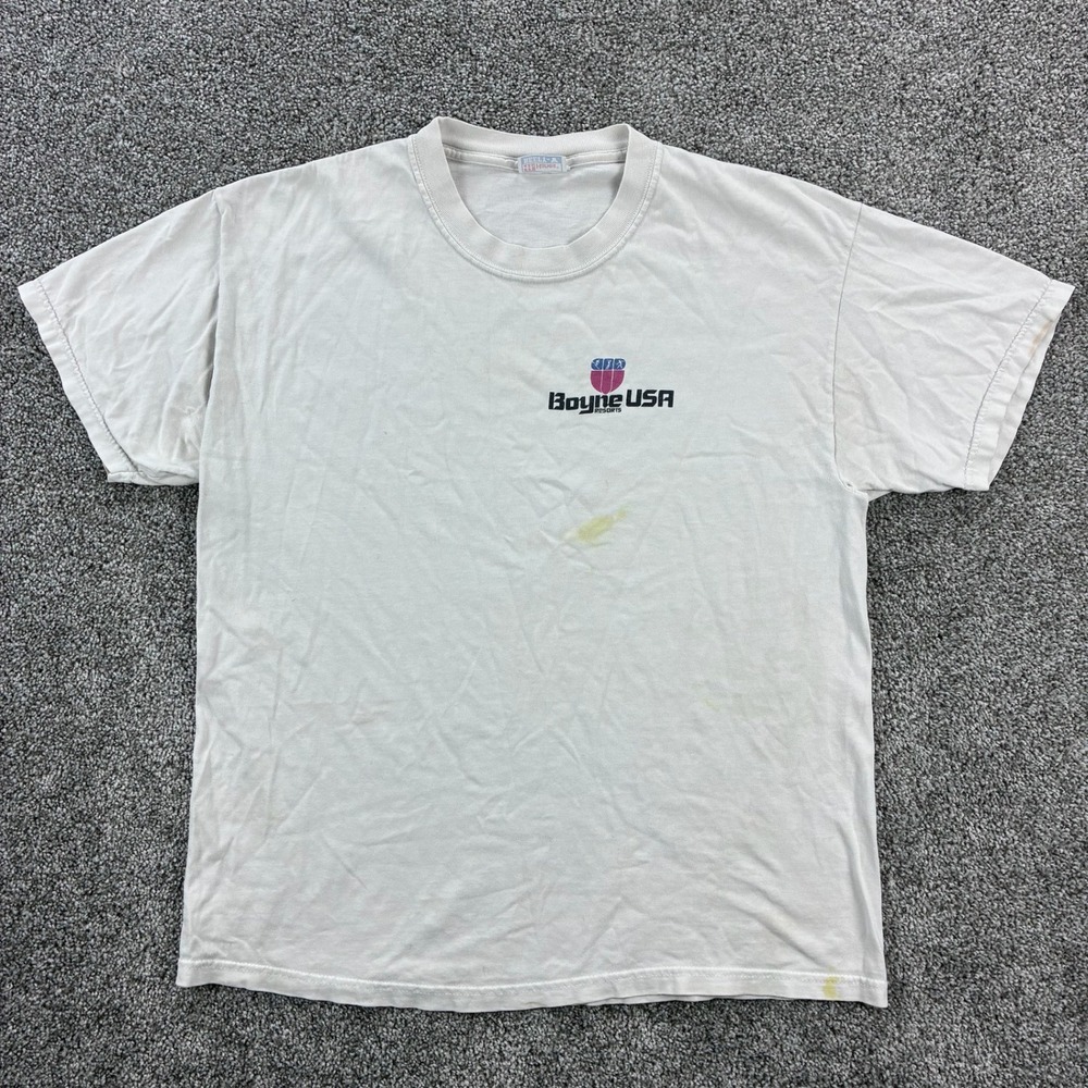 Vintage Boyne USA Ski Resort Shirt Mens Medium White Michigan Snowboard Mountain